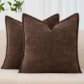 Nordische strukturierte Chenille Kissenhülle, brauner Kissenbezug für Sofa Bett. - 45x45cm (Kissenbezug) / Dunkelbraun