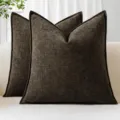 Dikke chenille bankkussen donkerbruin decoratieve kussenhoes voor woonkamer slaapkamer - 45x45cm (Kussenhoes) / Donkerbruin