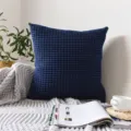 Housse de coussin texturée bleu foncé nordique, coussin carré minimaliste moderne pour canapé. - Bleu Marine