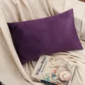 Coussin en velours violet, oreiller rectangulaire luxueux pour canapé et chambre. - Violet