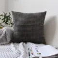 Housse de coussin en velours cotele pour salon chambre bureau, coussin gris moderne. - Gris fumé