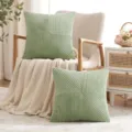 Einfarbig Kord Kissenbezug modern minimalistisch dekorativer Kissenbezug fuer Sofa Bett - 45x45cm(Nur Bezug) / Matcha-Grün