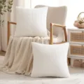 Einfarbiger Cord Kissenbezug moderne geometrische Kissenhülle für Sofa Schlafzimmer Deko - 45x45cm(Nur Bezug) / Weiß