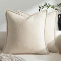Beige chenille throw pillows set for sofa living room decorative soft couch cushion covers - 30x50cm (Pillow Cover) / Off White