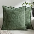 Grüne Chenille Kissenbezüge vintage strukturierte Zierkissen für Sofa Bett Dekoration 2er Set - Smaragd
