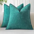 Thick chenille throw pillow for living room sofa bedroom decorative cushion cover comfort - Lake Green