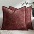 Luxuriöses Chenille Zierkissen Set mit Retro Burgund Textur für Sofa im Wohnzimmer. - Karminrot