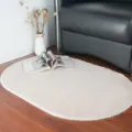 Alfombra ovalada gruesa de piel de conejo sintética para sala de estar dormitorio junto a cama. - 60*90cm / Rosa Claro