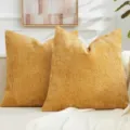 Yellow chenille cushion cover waffle weave throw pillow for living room sofa main view - 45*45cm (Pillowcase) / Yellow
