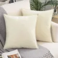 Beige fluwelen kussenhoes, zacht decoratief vierkant kussen voor bank, bed en woonkamer. - 45*45 cm (Kussensloop) / Broken Wit