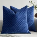 Dark blue checkered chenille throw pillow cover, stylish 3D grid cushion for sofa decor. - 30x50 cm (Pillowcase) / Blue