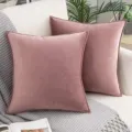 Roze fluwelen sierkussen set, zacht decoratief vierkant kussen voor woonkamer sofa en bed. - 45*45 cm (Kussensloop) / Oudroze