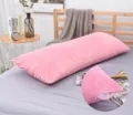 Rosa langes Bettkissen fuer Kopfende, weiches Pluesch Kissen mit praktischem Reissverschluss. - 48*74 cm (ohne Füllung) / Kirschblütenrosa