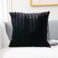 Coussin décoratif en fausse fourrure de lapin peluche douce pour canapé chambre salon. - Noir