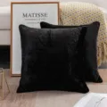 Schwarzer Kunstfell Kissenbezug moderner minimalistischer Plüsch Kissen für Sofa Bett Wohnzimmer - 45x45cm (Kissenbezug) / Schwarz