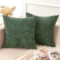 Dark green chenille throw pillow cover, waffle weave textured decorative cushion for sofa. - 45*45cm (Pillowcase) / Green