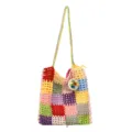 Sac à épaule au crochet coloré fait main pour femmes cabas carré grand-mère élégant chic - Style 1 / Avec Pendentif