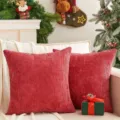 Red chenille waffle knit throw pillow cover, soft textured decorative cushion case for sofa. - 45*45cm (Pillowcase) / Red
