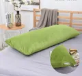 Long coussin vert herbe pour tête de lit, tissu en velours doux avec fermeture éclair. - Violet Taro