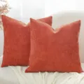 Fodera per cuscino in ciniglia ruggine, federa decorativa con tessitura waffle per divano letto. - Arancione
