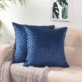 Fundas de cojín de terciopelo burbuja azul oscuro, funda de almohada texturizada sofá. - Azul marino