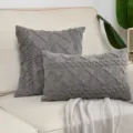 Nordisches graues Plüsch Kissen Set getuftet geometrisch für Wohnzimmer Sofa Dekoration - 30x50cm (Kissenbezug) / Stadtgrau