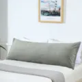 Grey velvet body pillow case for bed headboard, long decorative backrest cushion cover. - Dark Gray