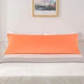 Orange long body pillowcase for bedroom bedside, soft plush solid color cushion cover. - Orange