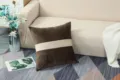 Modern thickened velvet spliced throw pillow, dark brown cushion for home sofa decor. - Coffee