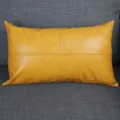 Gelber PU-Leder Kissenbezug, rechteckiger Kunstleder Kissenbezug mit stilvollen Ziernähten. - 45x45cm (Ohne Kern) / Gelb