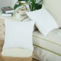 Fine striped corduroy throw pillow for living room sofa, minimalist white cushion cover. - White