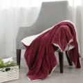 Cozy double-sided flannel sofa blanket with soft sherpa reverse, perfect for home couch. - 120x150cm / Burgundy