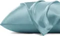 Housse de coussin corporel en satin bleu clair douce et soyeuse pour un sommeil confortable - Bleu lac