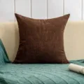 Housse de coussin carree texturee marron, taie d'oreiller decorative de style nordique pour lit. - Café