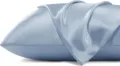 Oreiller corporel en satin bleu clair housse longue texture soyeuse pour un bon sommeil. - Bleu Glace