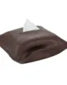 Dark brown leather tissue box cover, stylish soft napkin holder for car and home use. - 20*27CM / Coffee