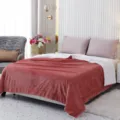 Solid color flannel sofa blanket, double-sided plush fleece throw for bed and living room. - 150*200cm / Purple Pink