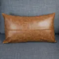 Brauner Kunstleder Kissenbezug Dekorative Sofa Kissenhülle Crazy Horse Muster Modern - Braun