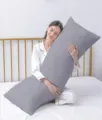 Cuscino lungo grigio per letto e divano, morbido cuscino per abbraccio e sonno confortevole. - 50*75 cm (federa) / Grigio