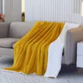 Yellow and white double-sided flannel sofa blanket, soft fleece throw for living room. - 150*200cm / Lemon Yellow