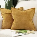 Fodera per cuscino in ciniglia testurizzata retrò di lusso per divano letto soggiorno - 50*50 cm (Federa + imbottitura) / Giallo ocra