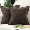Cuscino decorativo rétro in ciniglia con bordo strutturato per divano letto casa. - 50*50 cm (Federa + imbottitura) / Caffè
