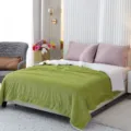 Green double-sided sherpa fleece blanket waffle texture warm cozy bed throw variant item - 150*200cm / Matcha Green