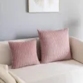 Pink corduroy throw pillow set for living room sofa couch bed decorative cushion. - Nude Pink