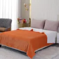 Cozy flannel fleece blanket double-sided sherpa throw for couch and bed orange - 150*200cm / Orange