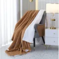 Solid Color Flannel Sofa Blanket Double Sided Fleece Throw Blanket for Cozy Home Living Room - 120x150cm / Brown