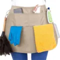 Khaki Mehr-Taschen Taillenschürze für Reinigungsservice, langlebige wasserdichte Schürze. - Khaki