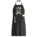 Delantal de cocina negro ajustable con bolsillos dobles e impresión de texto gracioso - POTATO negro