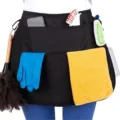 Schwarze Mehrzweck Putzschürze mit Taschen für Damen, wasserdichte Arbeitskleidung. - Schwarz