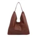 Bruine vintage minimalistische grote shopper tas, stijlvolle soepele schoudertas voor dames. - Bruin